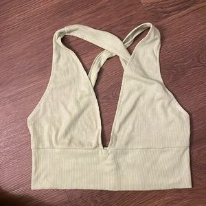 Green cropped tank top